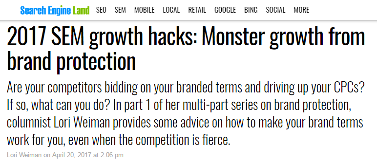 Brand protection growth hack - search engine land - the search monitor